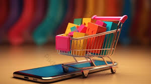 Giỏ hàng mini trên điện thoại, tượng trưng cho việc mua sắm online và thanh toán trực tuyến.